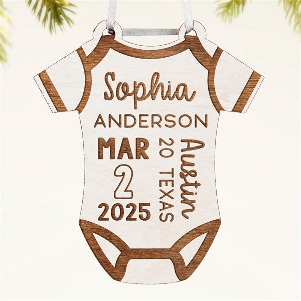 Baby Bodysuit Personalized Wood Ornament - 49083