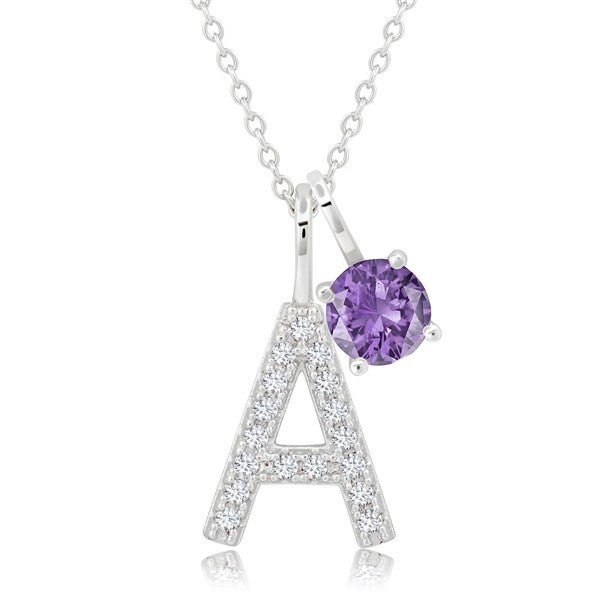 Personalized Initial & Birthstone Pendant Necklace