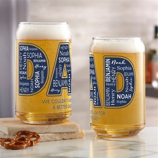 Dad Repeating Name Personalized Beer Glass  - 49106