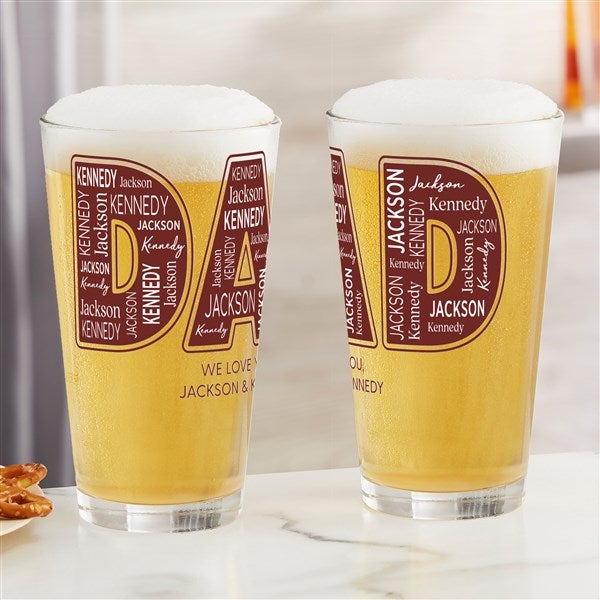 Dad Repeating Name Personalized Beer Glass  - 49106