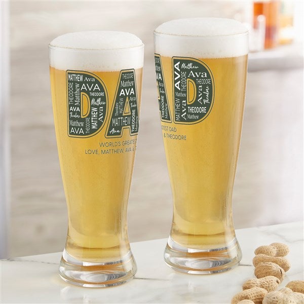 Dad Repeating Name Personalized Beer Glass  - 49106