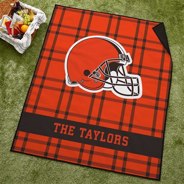 NFL Cleveland Browns Personalized Plaid Picnic Blanket - 49139