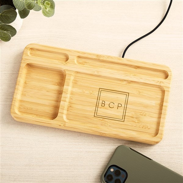 Classic Celebrations Engraved Bamboo Charging Valet Tray  - 49163