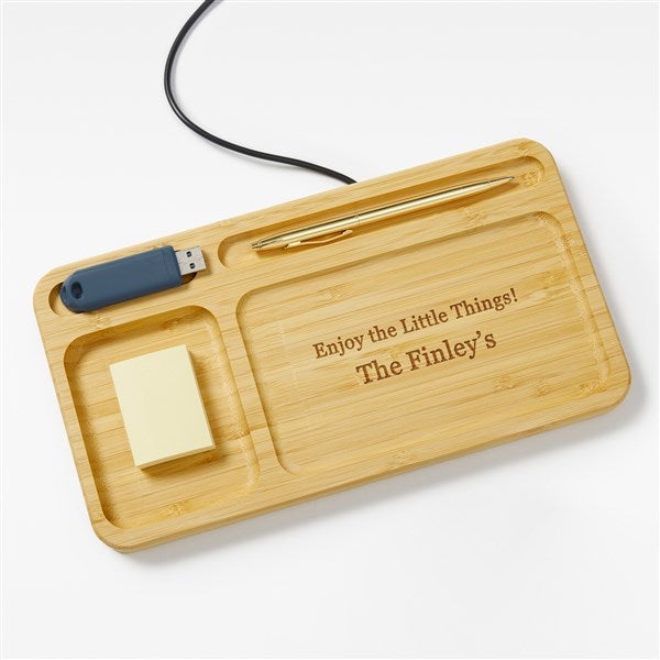 Inspiring Quote Engraved Bamboo Charging Valet Tray - 49168