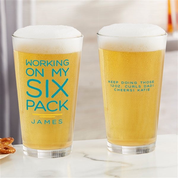 Working On My Six Pack Personalized Beer Glass Collection  - 49197