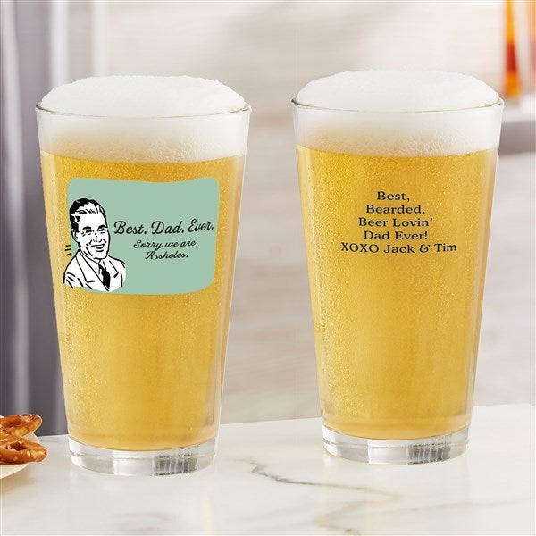 Retro Best.Dad.Ever. Personalized Beer Glass Collection - 49198