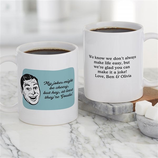 Retro Cheesy Dad Jokes Personalized Coffee Mugs - 49205