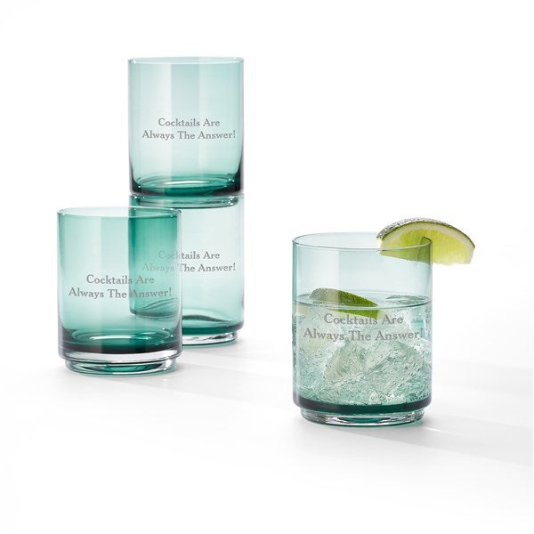 Etched Lenox Tuscany Tall Stacking Glass Set in Green  - 49230