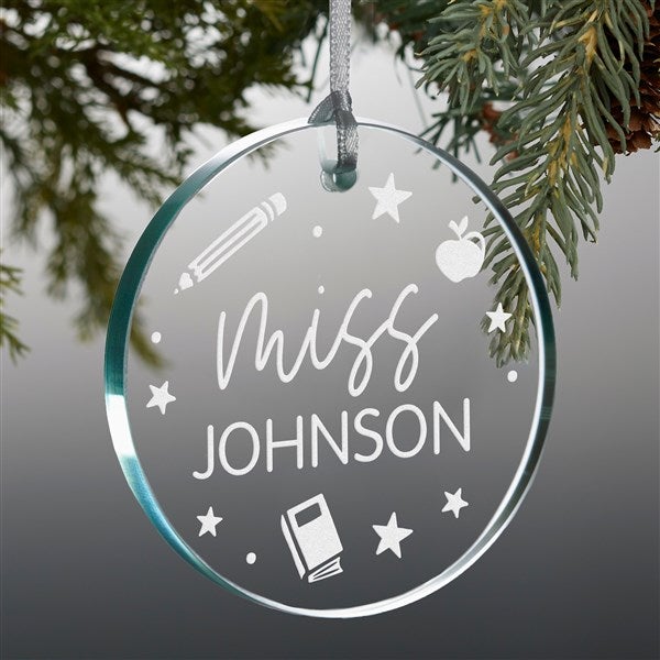 Favorite Teacher Personalized Glass Christmas Ornament  - 49249