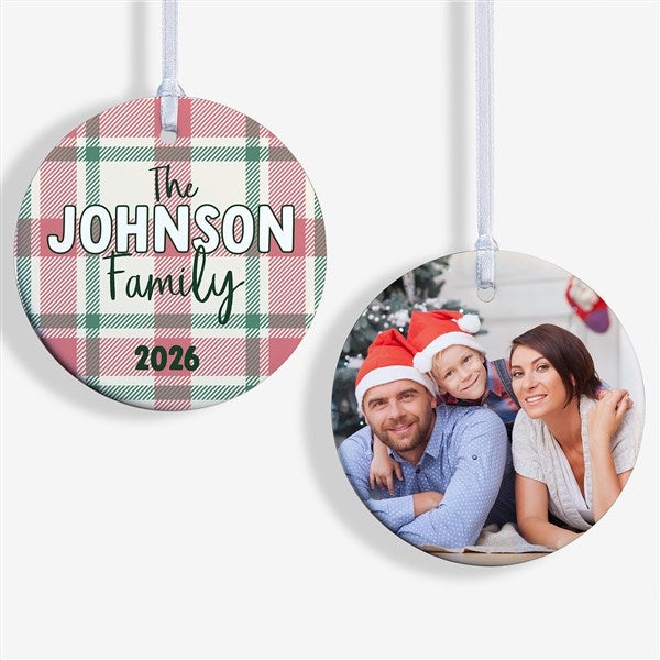 Festive Plaid Personalized Christmas Ornaments - 49259