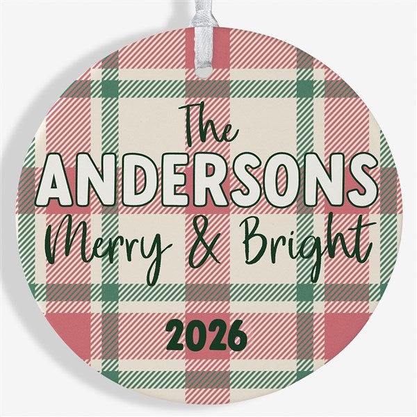 Festive Plaid Personalized Christmas Ornaments - 49259