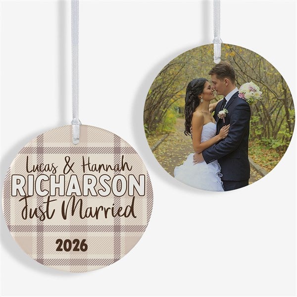 Festive Plaid Personalized Christmas Ornaments - 49259