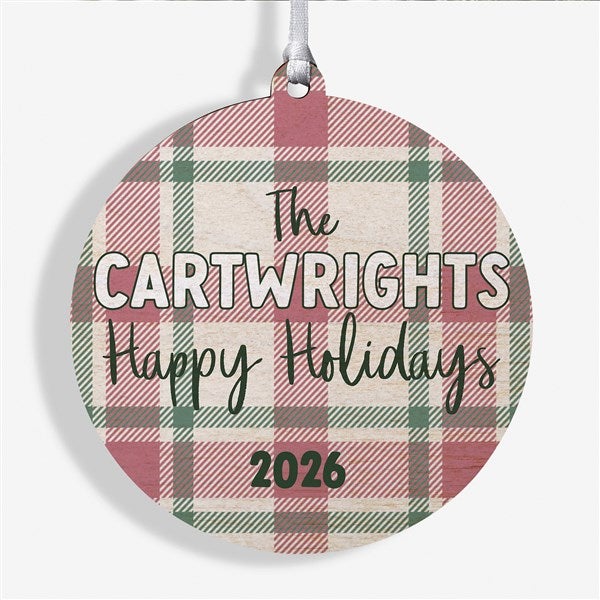 Festive Plaid Personalized Christmas Ornaments - 49259