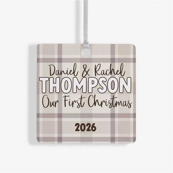 Festive Plaid Personalized Christmas Ornaments - 49259