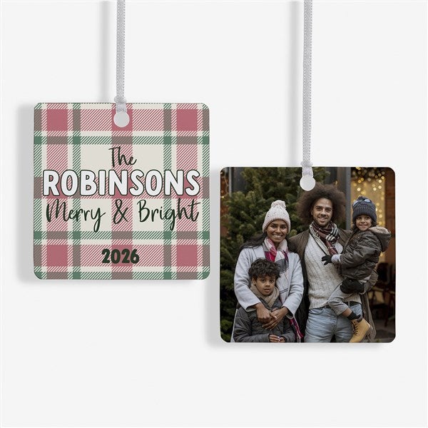 Festive Plaid Personalized Christmas Ornaments - 49259