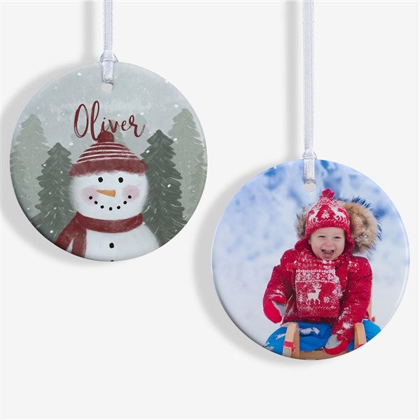 Watercolor Snowman Personalized Christmas Ornaments - 49261
