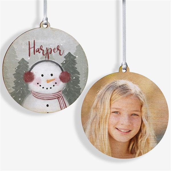 Watercolor Snowman Personalized Christmas Ornaments - 49261