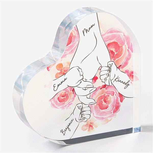 Mother's Loving Hand Personalized Colored Heart Keepsake  - 49274