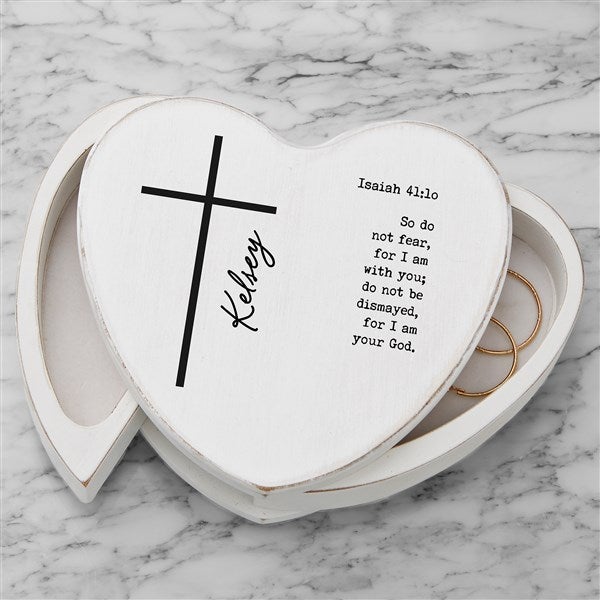 Religious Verse Engraved Heart Jewelry Box  - 49285