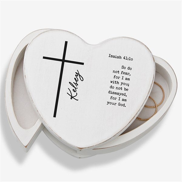 Religious Verse Engraved Heart Jewelry Box  - 49285