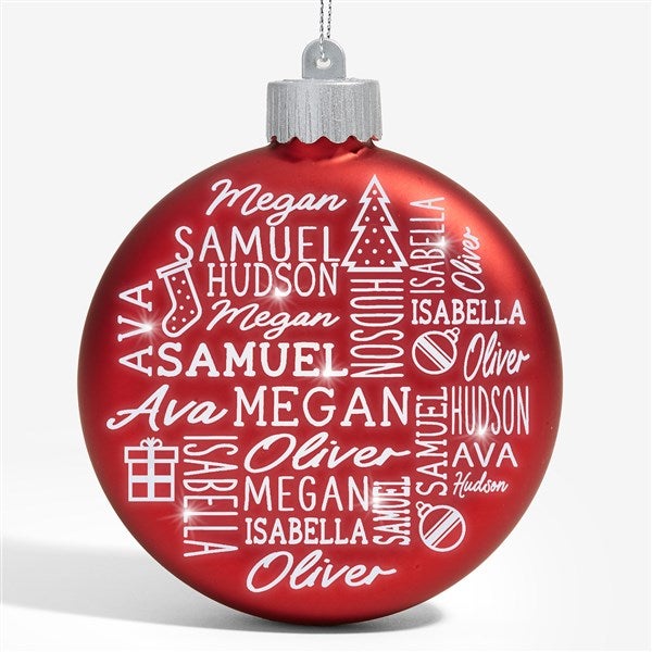 Holiday Repeating Name Personalized LED Glass Ornament - 49331