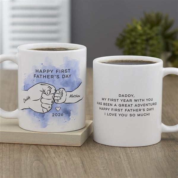 First Father's Day Fist Bump Personalized Coffee Mugs  - 49357