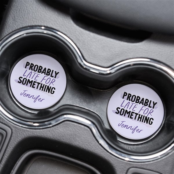 Probably Late Personalized Car Coaster Set of 2  - 49397
