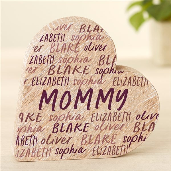 Grateful Heart Personalized Wooden Repeating Name Heart Keepsake Gift - 49418