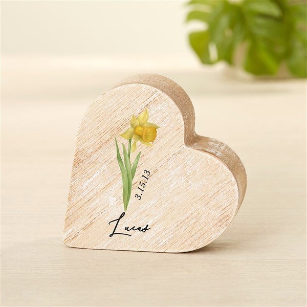 Birth Month Flower Personalized Wooden Heart  - 49419