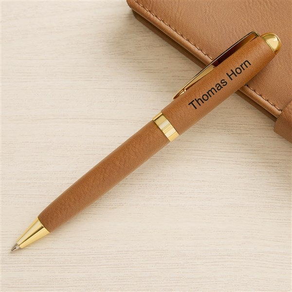 Personalized Brown Leatherette Pen  - 49448