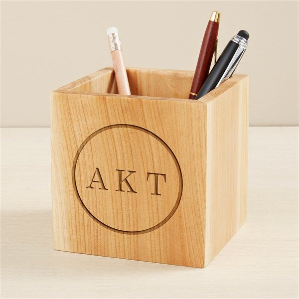 Classic Celebrations Engraved Wood Pencil Holder  - 49459