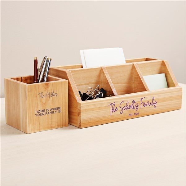 Family Name Personalized Wooden Pencil Holder