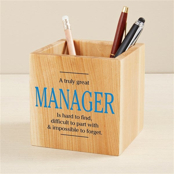 The Boss Personalized Wood Pencil Holder  - 49470