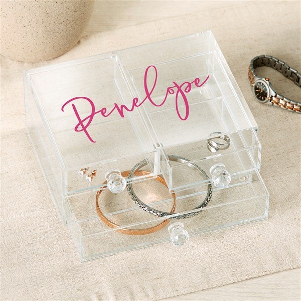 Trendy Script Personalized Acrylic Jewelry Box  - 49527
