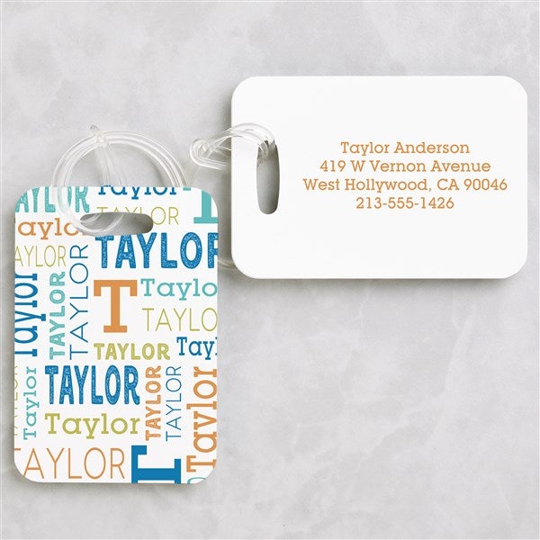 Trendy Repeating Name Personalized Luggage Tag Set  - 49592