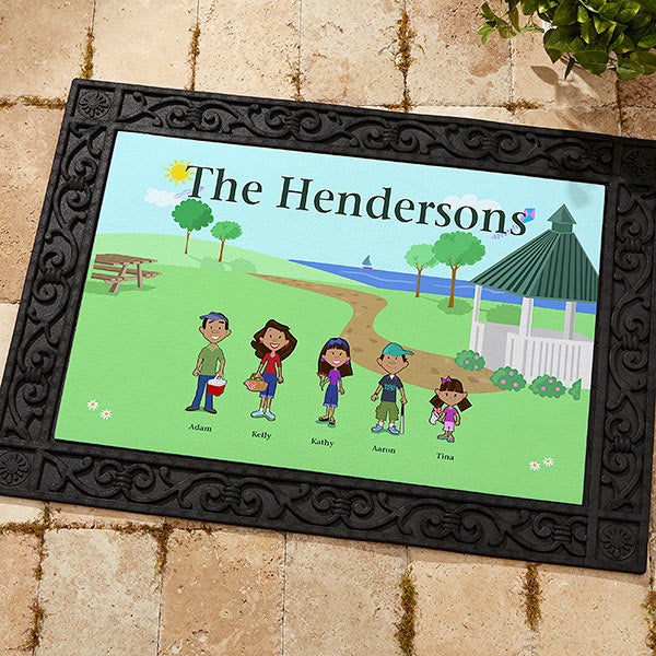 4961 Spring Family Characters Personalized Doormat