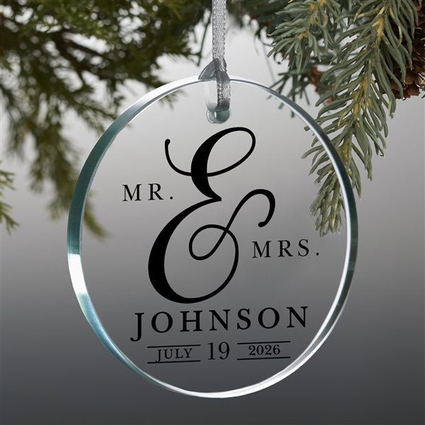 Moody Chic Personalized Wedding Glass Ornament  - 49626