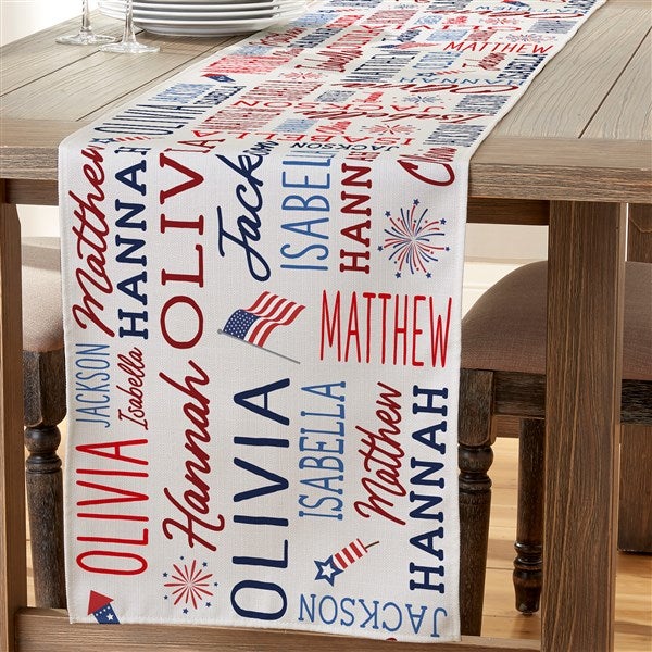 Patriotic Repeating Name Personalized Table Runner - 49764