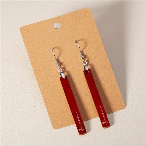 Wooden Bar Personalized Dangle Earrings - 49782