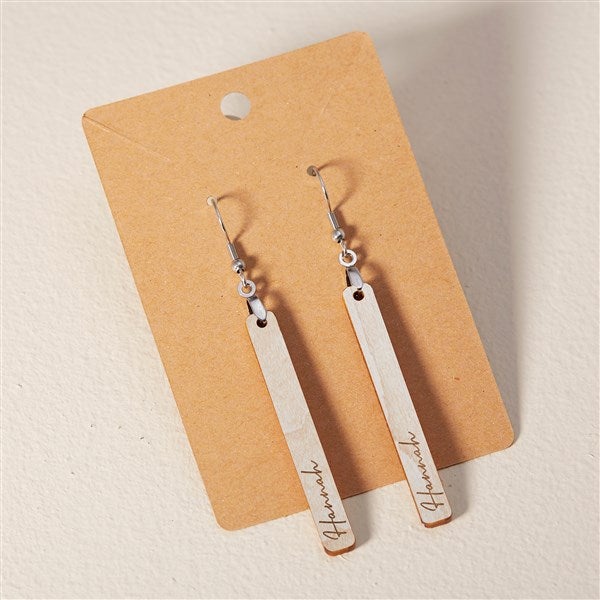 Wooden Bar Personalized Dangle Earrings - 49782