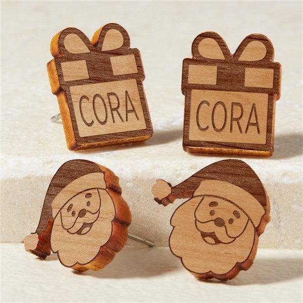 Christmas Gifts Personalized Wood Stud Earrings  - 49897