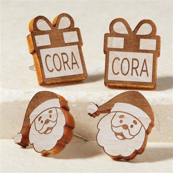 Christmas Gifts Personalized Wood Stud Earrings  - 49897