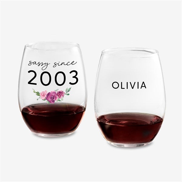 Sassy Since Personalized Wine Glass Collection - 49985