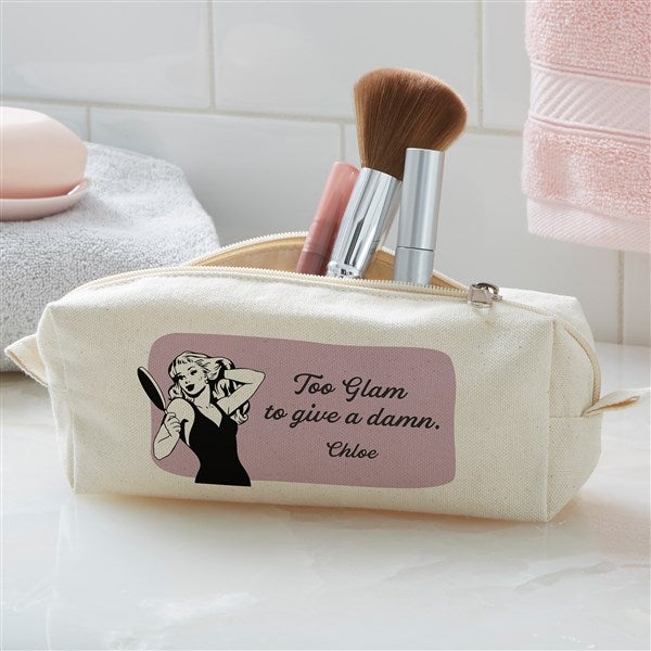 Too Glam To Give A Damn Personalized Canvas Cosmetic Case  - 50010