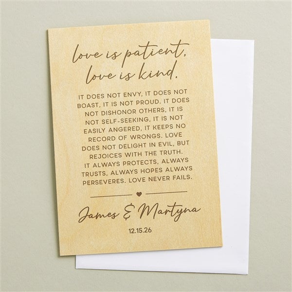 Love is Patient Engraved 5x7 Wooden Greeting Card - 50024