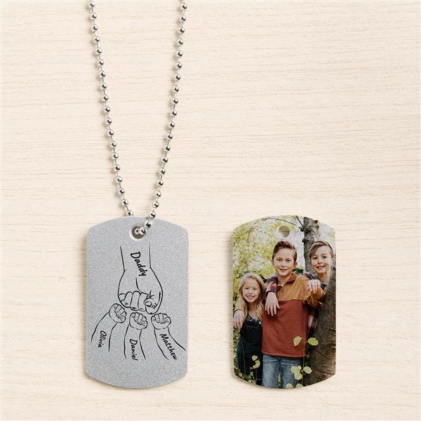 Dad's Fist Bump Personalized Names and Photo Dog Tag - 50114
