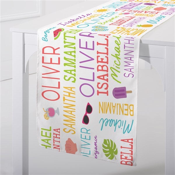 Summer Repeating Name Personalized Table Runner - 50127