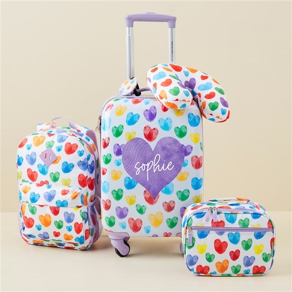 Hearts Personalized Girls Rolling Luggage Bag Set  - 50184