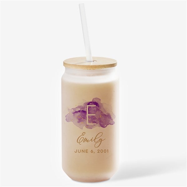 Birthstone Color Personalized Frosted Iced Coffee Tumbler - 50345
