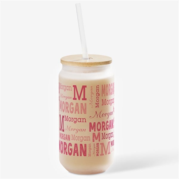 Repeating Name Personalized Frosted Iced Coffee Tumbler - 50353